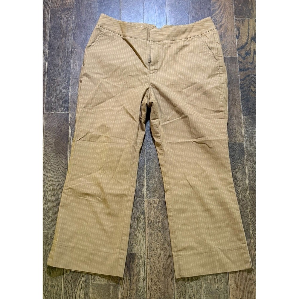 Dockers Womens Stretch Brown‎ Striped Chino Khaki Crop Pants, Size 12
